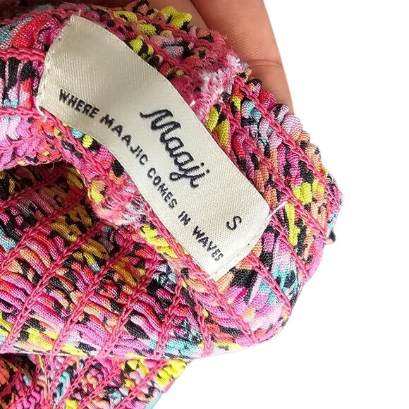 Maaji Bewitched Monet Maxi Dress, Smocked , Tie Straps, Beach, Resort, Size S - Picture 7 of 8